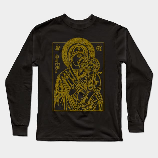 Icon of Virgin Mary and Jesus (gold) Long Sleeve T-Shirt by la chataigne qui vole ⭐⭐⭐⭐⭐